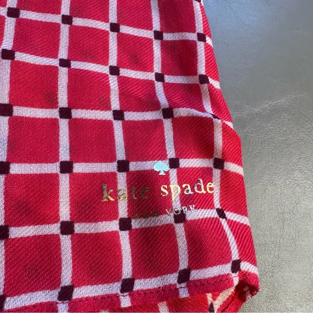 Kate Spade Infinity Scarf Pink Checker Plaid 100% Viscose Spring Summer B34